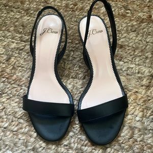 J crew black sling back heels